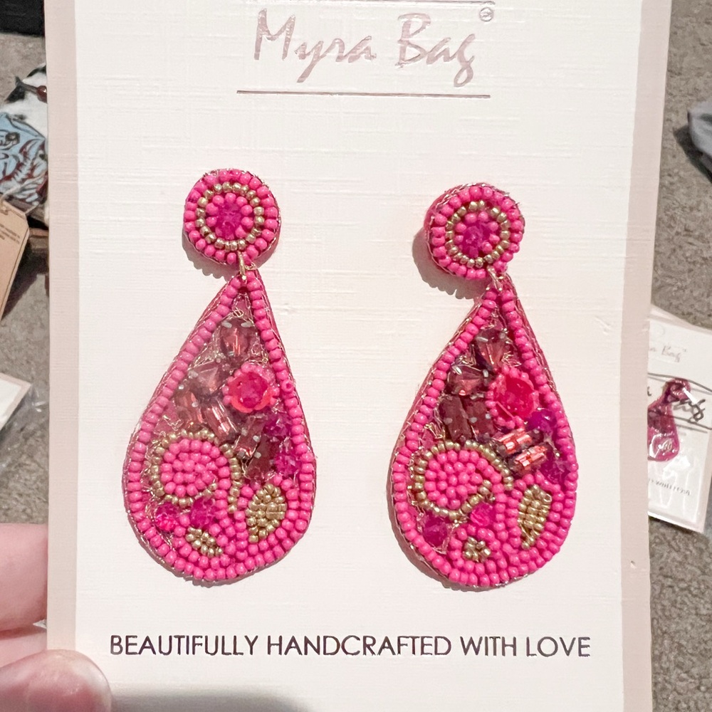 Myra Bag Pink Beaded Earrings